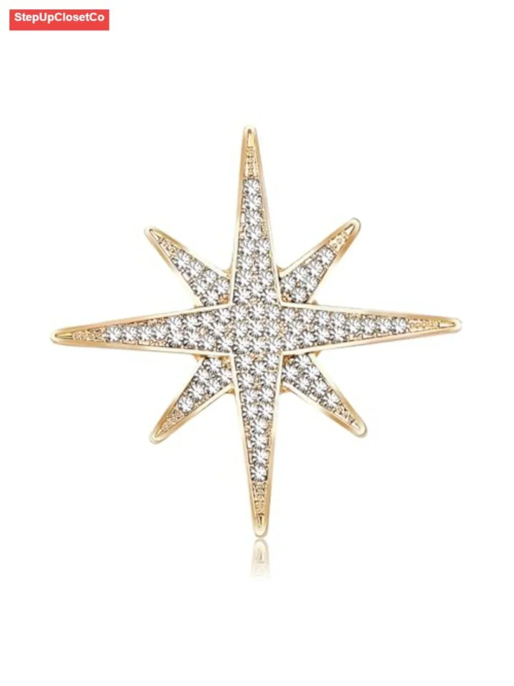 Crystal Rhinestone Starburst Brooch Pin for Suits Hats Bags Unisex
